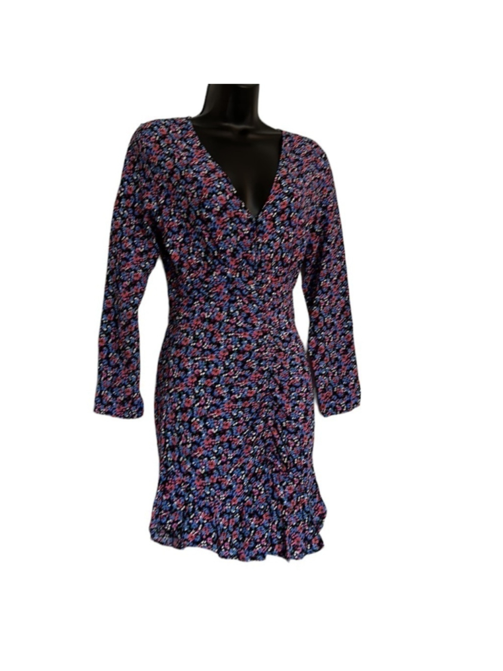Zara dress ruched button front floral mini dress sz XS NWT - Picture 2 of 11